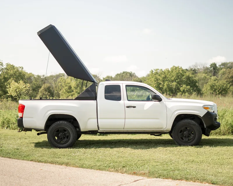Black River Matrix GT topper closed on a pickup, matte black powder coat with DOT-rated glass